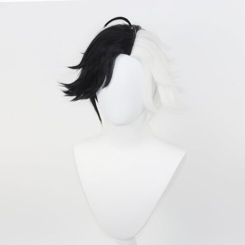 Short Black and White Cosplay Wig for Women Parties and Halloween in Kuwait