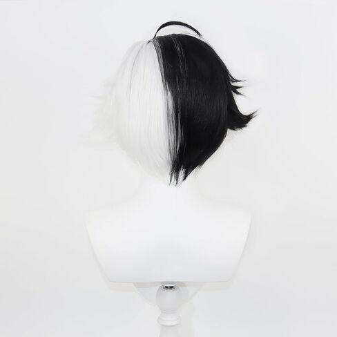 Short Black and White Cosplay Wig for Women Parties and Halloween in Kuwait