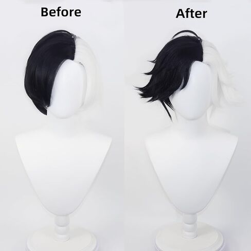 Short Black and White Cosplay Wig for Women Parties and Halloween in Kuwait