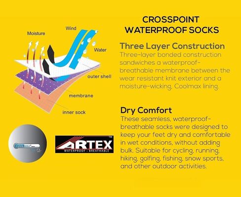 Showers Pass Waterproof Breathable Multisport Unisex Socks - Crosspoint Classic (Grey - Small/Medium) in Saudi Arabia
