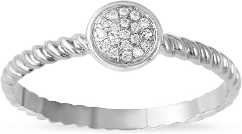 الفضة الاسترليني 1/20 CT. TDW Diamond Round Shape Cluster Ring For Women (I-J ، I2) in Kuwait