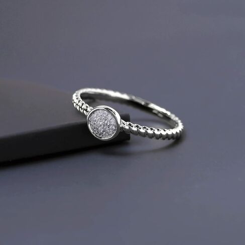الفضة الاسترليني 1/20 CT. TDW Diamond Round Shape Cluster Ring For Women (I-J ، I2) in Kuwait