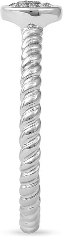 الفضة الاسترليني 1/20 CT. TDW Diamond Round Shape Cluster Ring For Women (I-J ، I2) in Kuwait