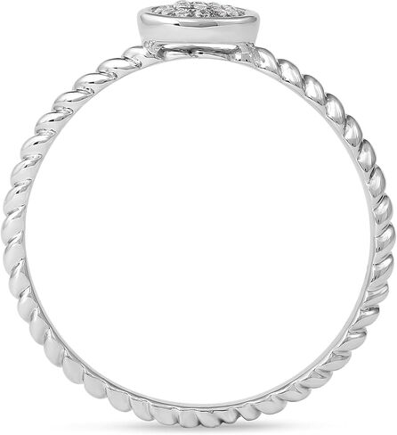 الفضة الاسترليني 1/20 CT. TDW Diamond Round Shape Cluster Ring For Women (I-J ، I2) in Kuwait