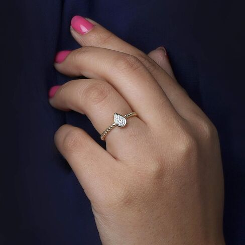 Sterling Silver 1/20 CT. TDW Diamond Pear Shape Cluster Promise Ring for Women (I-J, I2) in Kuwait