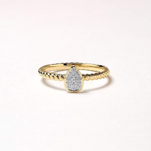 Sterling Silver 1/20 CT. TDW Diamond Pear Shape Cluster Promise Ring for Women (I-J, I2) in Kuwait