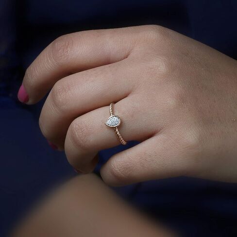 Sterling Silver 1/20 CT. TDW Diamond Pear Shape Cluster Promise Ring for Women (I-J, I2) in Kuwait
