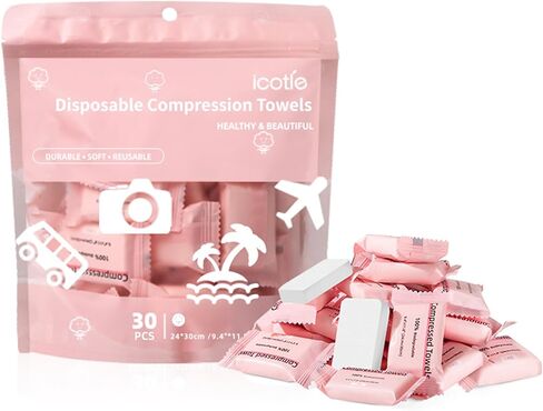 Compressed Towel Tablets Large Size, 23.6 x 11.8 inch 6 Pcs Disposable Portable Towel Individually Packed Coin Tissue for Travel, Camping, Hiking, Sport, Beauty Salon and Other Outdoor Activities in Kuwait