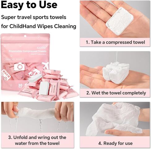 Compressed Towel Tablets Large Size, 23.6 x 11.8 inch 6 Pcs Disposable Portable Towel Individually Packed Coin Tissue for Travel, Camping, Hiking, Sport, Beauty Salon and Other Outdoor Activities in Kuwait