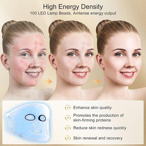 Red Light Therapy for Face, 4 Modes LED Face Mask Infrared Light Therapy with Remote, Portable and Rechargeable Design with Timer Function for Home Use in Saudi Arabia