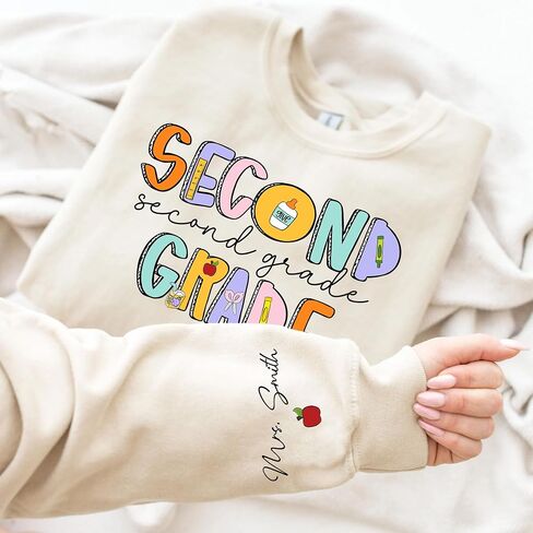 Personalized Teacher Sweatshirt, Custom Last Name Teacher Gift, Back to School Gifts, for school professionals in Saudi Arabia