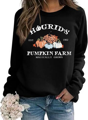Fall Pumpkins Sweatshirts for Women Long Sleeve Halloween Thanksgiving Graphic Shirt in Saudi Arabia