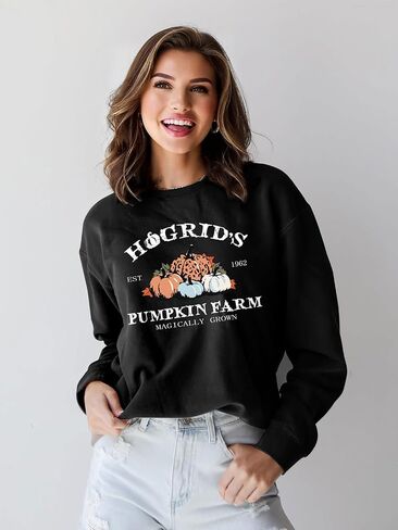 Fall Pumpkins Sweatshirts for Women Long Sleeve Halloween Thanksgiving Graphic Shirt in Saudi Arabia