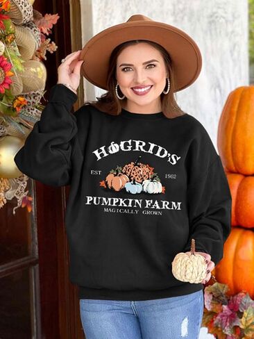 Fall Pumpkins Sweatshirts for Women Long Sleeve Halloween Thanksgiving Graphic Shirt in Saudi Arabia