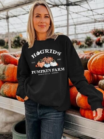 Fall Pumpkins Sweatshirts for Women Long Sleeve Halloween Thanksgiving Graphic Shirt in Saudi Arabia