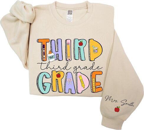Personalized Teacher Sweatshirt, Custom Last Name Teacher Gift, Back to School Gifts, for school professionals in Saudi Arabia
