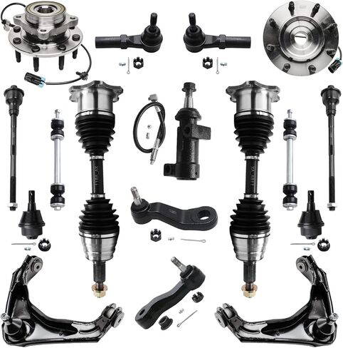 Detroit Axle - 4WD Front 17PC end Kit لـ Chevy GMC Silverado Sierra 1500HD 2500 HD 3500 Avalanche Yukon XL Suburban 2500 Hummer H2 Wheel Bearing Axles CV Artrable Arm Ball Rods Rods in Saudi Arabia