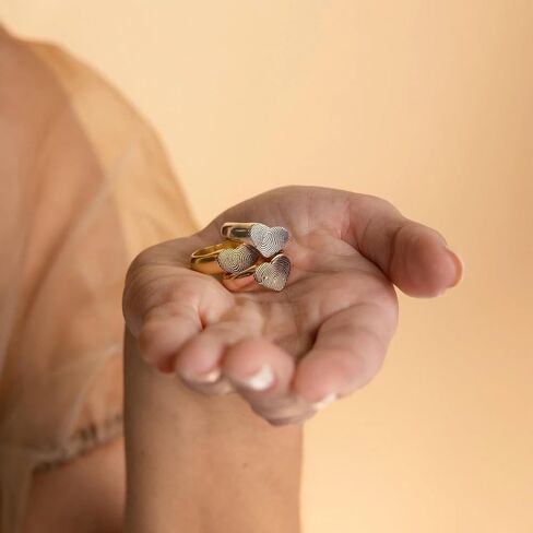 CAITLYNMINIMALIST 18K Gold Plated Sterling Silver Rose Gold Custom Personalized Actual Fingerprint Photo Engraved Memorial Gift Stacking Signet Ring in Kuwait