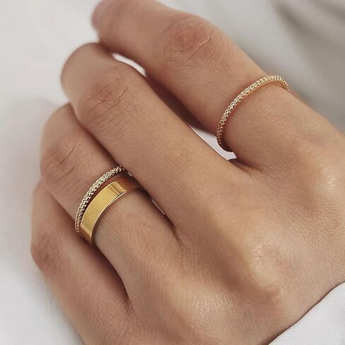 Gold Stacking Rings for Women, Non Tarnish Stainless Steel Rings for Oura Gen 4/Oura Gen 3, Stackable Oura Rings with Cubic Zirconia, 3 Pcs Chunky Knuckle Stack Ring Set Jewelry Gifts in Saudi Arabia