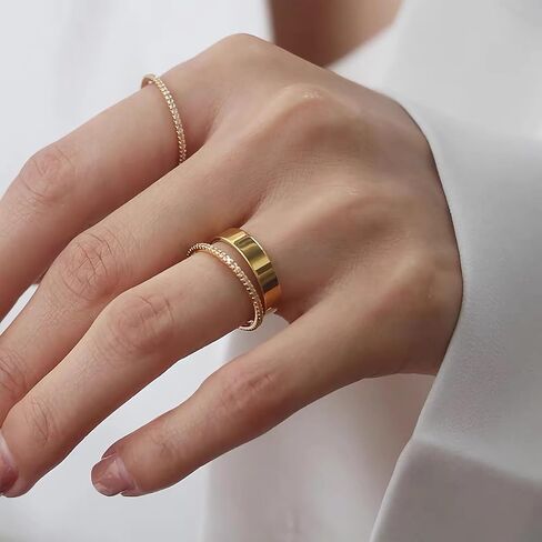 Gold Stacking Rings for Women, Non Tarnish Stainless Steel Rings for Oura Gen 4/Oura Gen 3, Stackable Oura Rings with Cubic Zirconia, 3 Pcs Chunky Knuckle Stack Ring Set Jewelry Gifts in Saudi Arabia