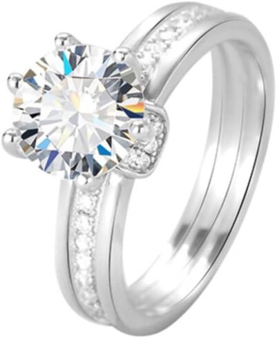 14 كيلو جولد 1/2/3 قيراط خواتم خطبة النساء الماس ، تصميم الأنيقة 6-شرق VVS1 D-Color ، Round Cut Diamond Wedding Ring in Kuwait