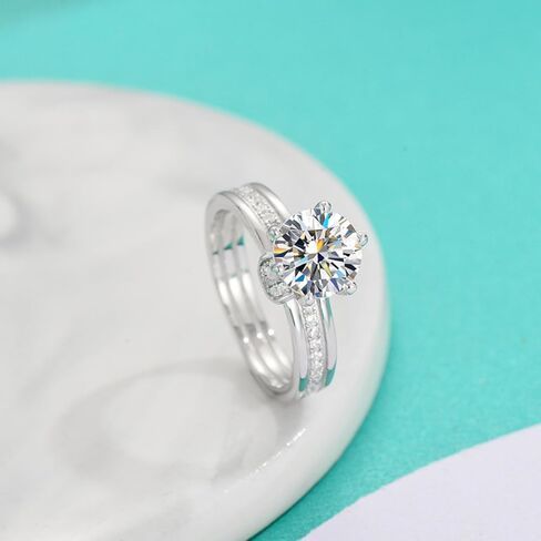 14 كيلو جولد 1/2/3 قيراط خواتم خطبة النساء الماس ، تصميم الأنيقة 6-شرق VVS1 D-Color ، Round Cut Diamond Wedding Ring in Kuwait