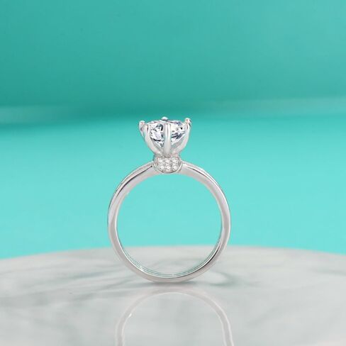 14 كيلو جولد 1/2/3 قيراط خواتم خطبة النساء الماس ، تصميم الأنيقة 6-شرق VVS1 D-Color ، Round Cut Diamond Wedding Ring in Kuwait
