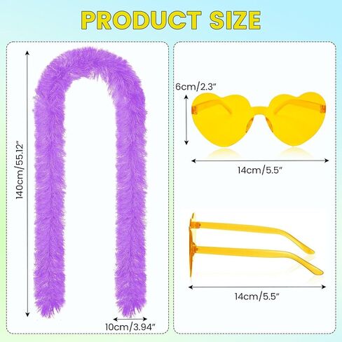 40 Pcs 4.6 Artificial Fluffy Boas Bulk with Heart Rimless Sunglasses Set in Saudi Arabia