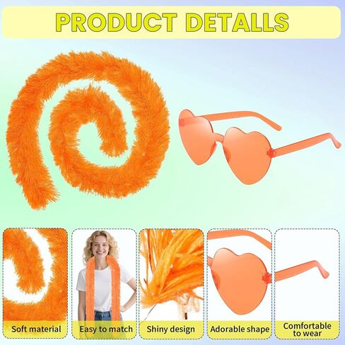 40 Pcs 4.6 Artificial Fluffy Boas Bulk with Heart Rimless Sunglasses Set in Saudi Arabia