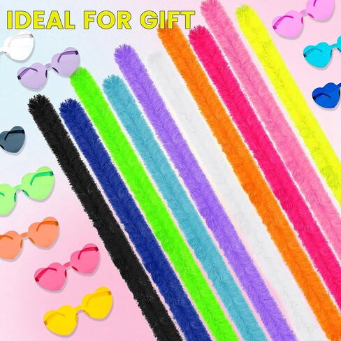 40 Pcs 4.6 Artificial Fluffy Boas Bulk with Heart Rimless Sunglasses Set in Saudi Arabia