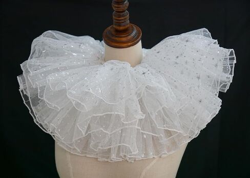 Clown Collar Victorian Ruffle Collar Renaissance Wrist Cuffs Set Elizabethan Layered Neck Ruffle in Kuwait
