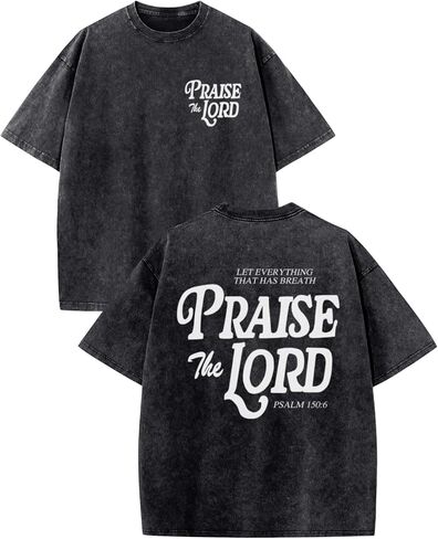Christian Jesus Shirts for Men Religious Praise The Lord Bible Verse Shirt Oversized Graphic Tees Acid Wash Tshirt in Saudi Arabia