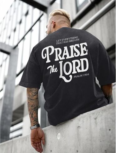 Christian Jesus Shirts for Men Religious Praise The Lord Bible Verse Shirt Oversized Graphic Tees Acid Wash Tshirt in Saudi Arabia