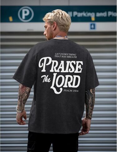 Christian Jesus Shirts for Men Religious Praise The Lord Bible Verse Shirt Oversized Graphic Tees Acid Wash Tshirt in Saudi Arabia