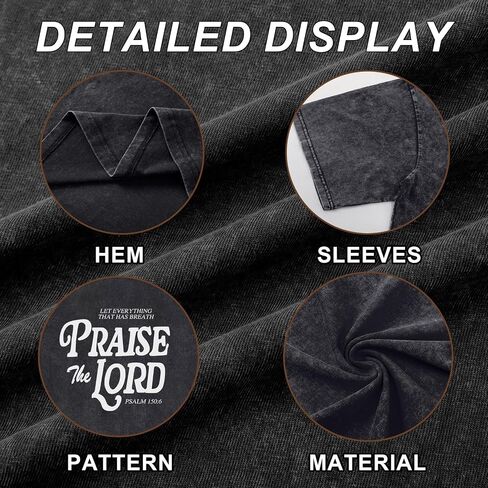 Christian Jesus Shirts for Men Religious Praise The Lord Bible Verse Shirt Oversized Graphic Tees Acid Wash Tshirt in Saudi Arabia