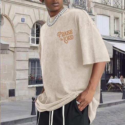 Christian Jesus Shirts for Men Religious Praise The Lord Bible Verse Shirt Oversized Graphic Tees Acid Wash Tshirt in Saudi Arabia