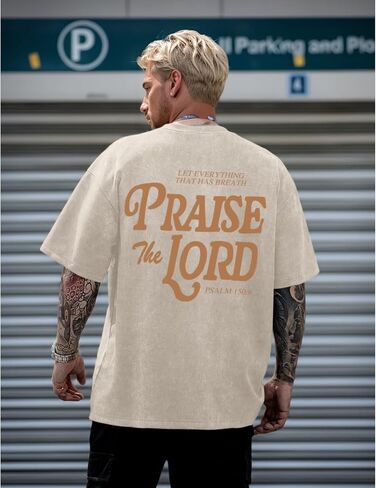 Christian Jesus Shirts for Men Religious Praise The Lord Bible Verse Shirt Oversized Graphic Tees Acid Wash Tshirt in Saudi Arabia