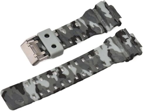 Men's Camouflage Silicone Watch Strap 16mm Adjustable Quick Release Replacement Band Stainless Steel Buckle in Saudi Arabia