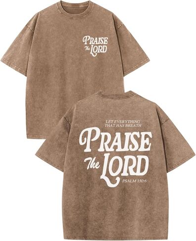 Christian Jesus Shirts for Men Religious Praise The Lord Bible Verse Shirt Oversized Graphic Tees Acid Wash Tshirt in Saudi Arabia