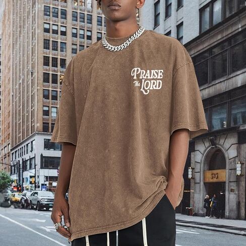 Christian Jesus Shirts for Men Religious Praise The Lord Bible Verse Shirt Oversized Graphic Tees Acid Wash Tshirt in Saudi Arabia