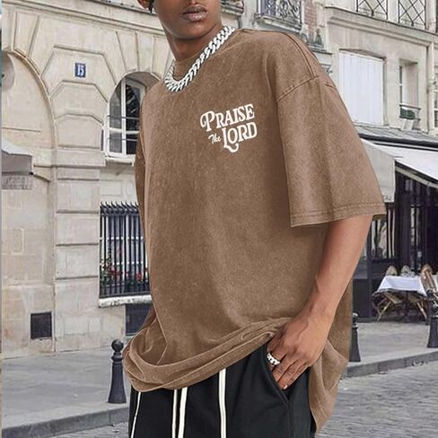 Christian Jesus Shirts for Men Religious Praise The Lord Bible Verse Shirt Oversized Graphic Tees Acid Wash Tshirt in Saudi Arabia