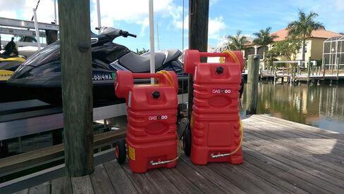 Gas & Go GG-25PFC 25-Gallon Poly Fuel Cart UN/DOT Approved. 8 foot long dispensing hose with spring loaded dispensing nozzle in Saudi Arabia