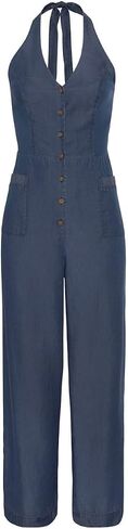 LASCANA Women's Denim Halterneck Jumpsuit in Saudi Arabia