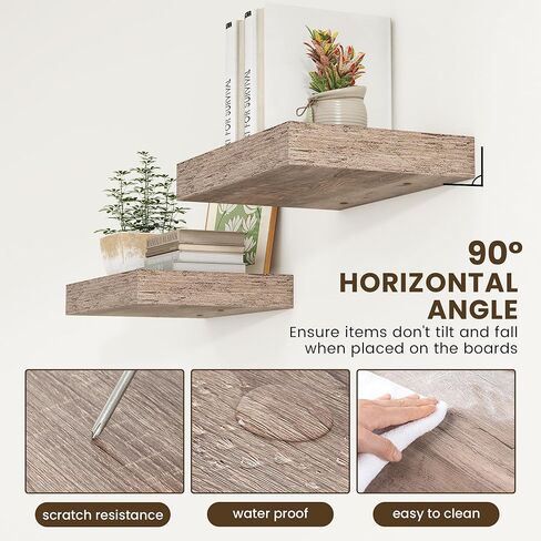 أرفف حائط رمادية من 3 طبقات للحمام، أرفف عائمة للحمام مقاس 24 بوصة فوق المرحاض، أرفف أنابيب صناعية مثبتة على الحائط، أرفف عائمة ريفية للجدار - رمادي in Kuwait