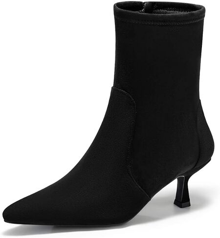 Coutgo Womens Low Histen Heel Boots Boots مدببة بأحذية السوستة الجانبية in Saudi Arabia