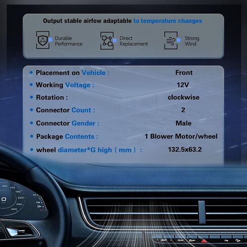 Rear HVAC Heater Blower Motor ‎700234 Blower Motor Replacement for 2006-2020 Dodge Grand Caravan, Town& Country 2006-2016,Ford Expedition,Jeep Commander,Lincoln Navigator,VW Routan,Ram C/V. in Kuwait