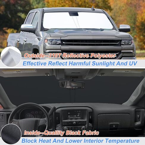 JKCOVER مظلة الزجاج الأمامي متوافقة مع Toyota Tacoma 2016-2021 2022 2023 كتل الأشعة فوق البنفسجية حاجب الشمس حامي قابل للطي للنافذة الأمامية غطاء ظل الشمس in Kuwait