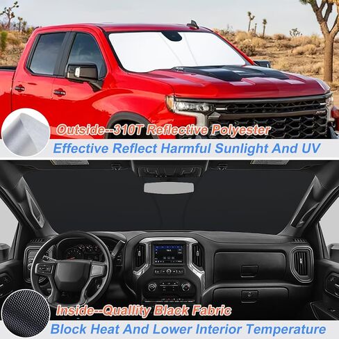 JKCOVER مظلة الزجاج الأمامي متوافقة مع Toyota Tacoma 2016-2021 2022 2023 كتل الأشعة فوق البنفسجية حاجب الشمس حامي قابل للطي للنافذة الأمامية غطاء ظل الشمس in Kuwait
