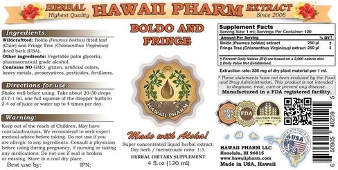 Hawaiipharm Boldo و Fringe Tree Liquid Extract ، Boldo (Peumus Boldus) و Fringe Tree (Chionanthus virginicus) ملحق صبغة 2 أوقية in Saudi Arabia