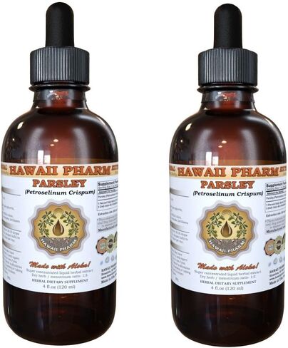 Hawaii Pharm Parsley Liquid Extract, Organic Parsley (Petroselinum crispum) Tincture, Herbal Supplement, Made in USA, 2x4 fl.oz in Saudi Arabia